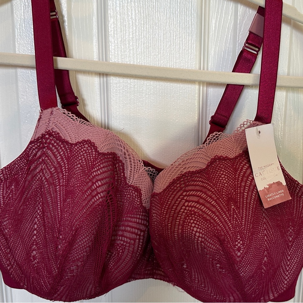 Cacique Burgundy Lace Balconette Bra
